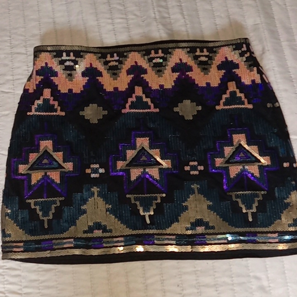 Express lined sequined mini skirt